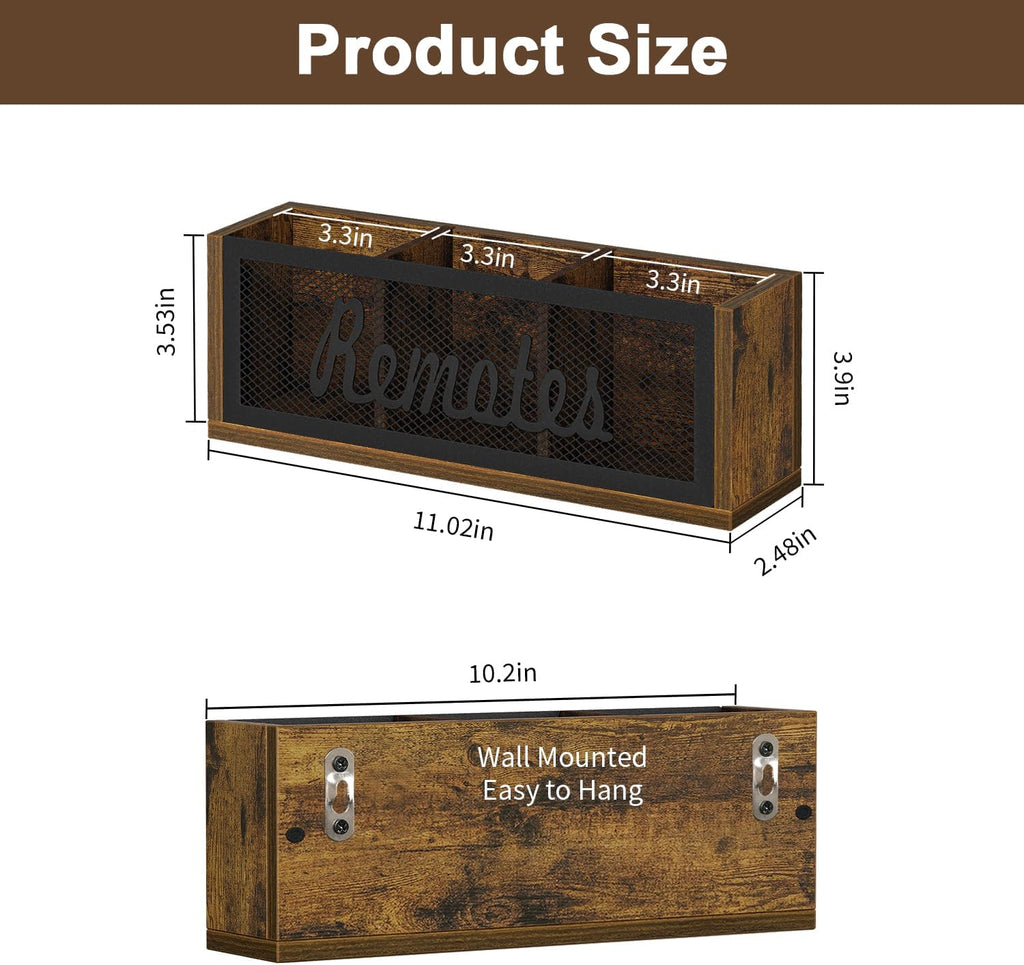 YINMIT Remote Control Holder,3-Slot TV Remote Caddy,Wall Mount and Tabletop