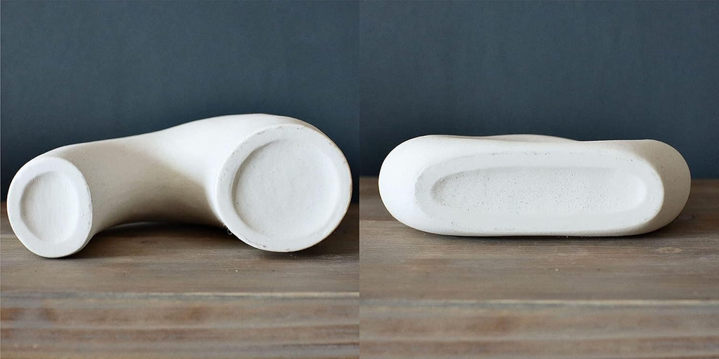 Carrot's Den Ceramic Modern Vase Set of 2, Donut Shelf Decor, Warm White