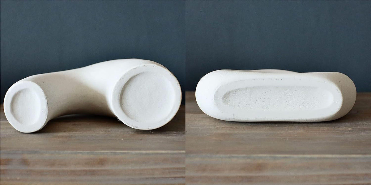 Carrot's Den Ceramic Modern Vase Set of 2, Donut Shelf Decor, Warm White