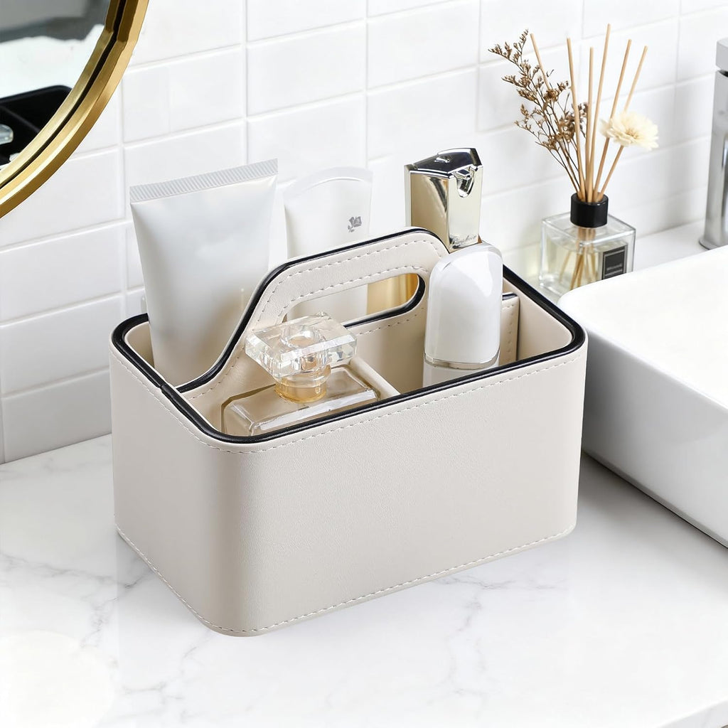 Remote Control Holder, Portable Desk Remote Organizer, Cream
