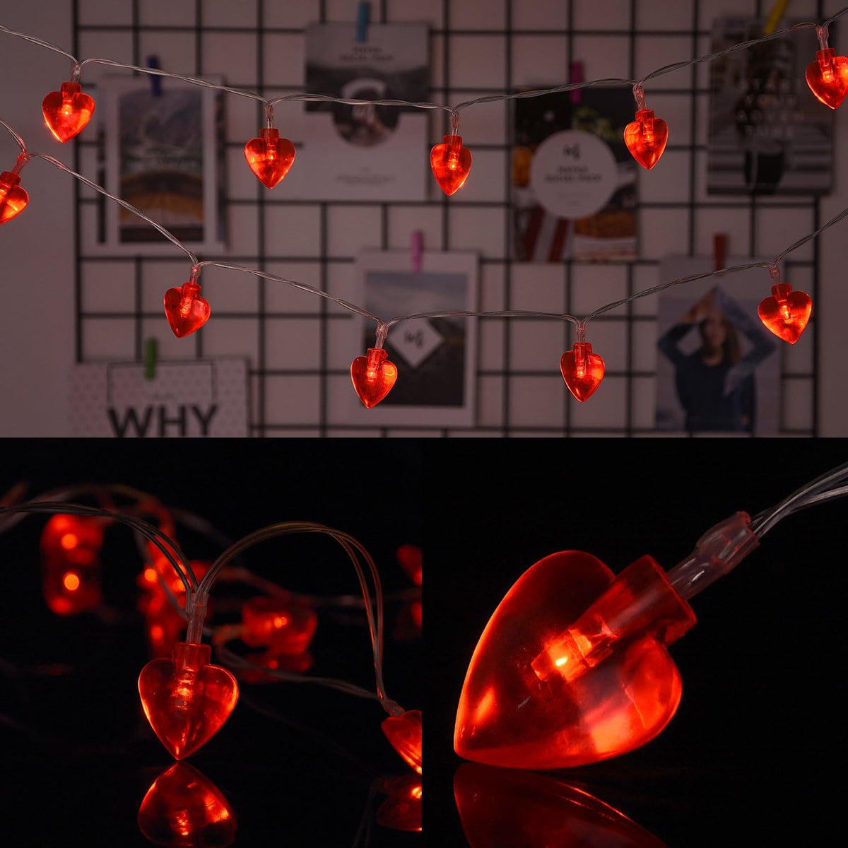 Valentine Lights Heart Shaped String Lights for Mother's and Father's Day, Wedding, Proposal, Birthday and Holidays