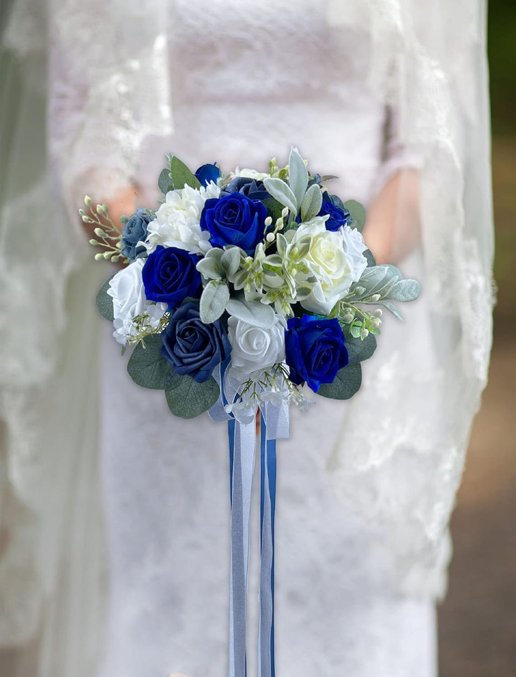 CherishedMoments Navy Blue Bridal Bouquet,12.3Inch,Seaside Wedding Bouquets