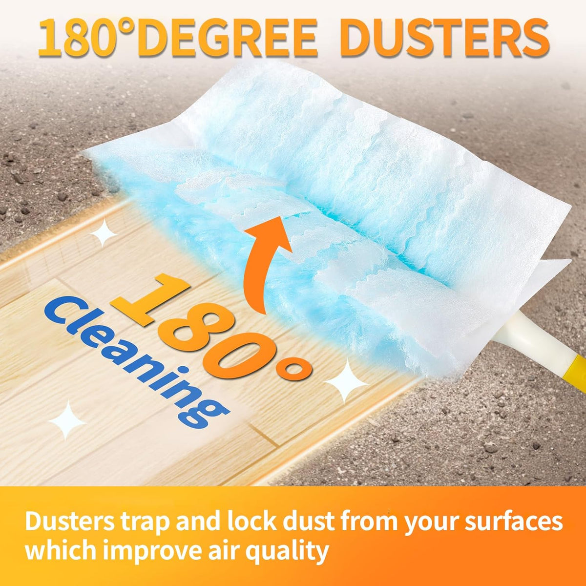 60 Count Electrostatic Duster Refills Compatible with Swiffer Duster,Multi-Surface Dusting Refills,Microfibre Dusters for Cleaning with 1Pcs Short Handle,Unscented