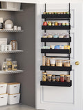 6-Tier Door Organizer, Heavy Duty Hanging Basket Spice Rack Shelves for Pantry Kitchen, Black