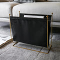Black Leatherette Magazine Rack Holder, with Metal Ball Bracket,Modern Fashion Style for Books,Newspapers,Home Staging,Bedroom,Hotel,Offices and Living Rooms