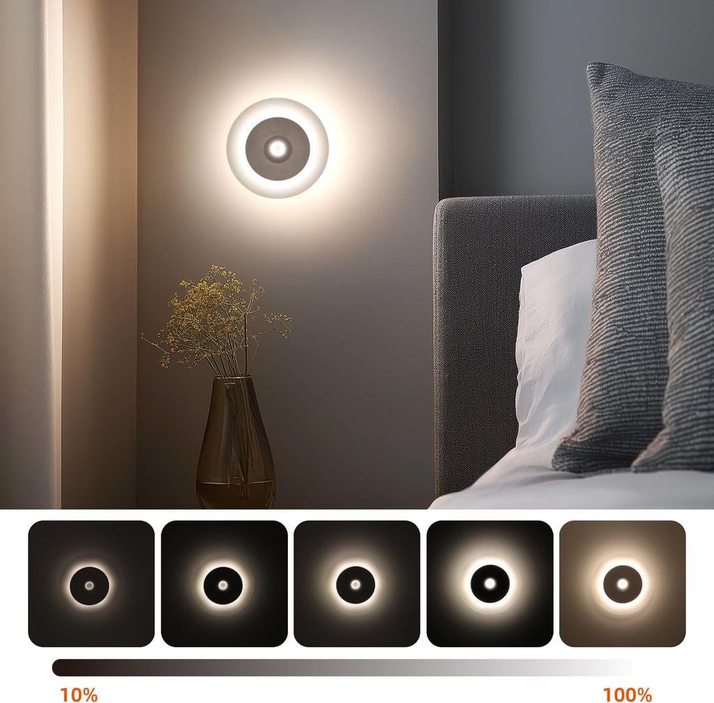 DAMI Rechargeable Motion Sensor Night Light Indoor, 1200mAh LED Closet Light with 3 CCT (3000K/4500K/6500K), Dimmable, Magnetic Stick-On Stair Lights for Hallway, Bedroom(2 Pack)