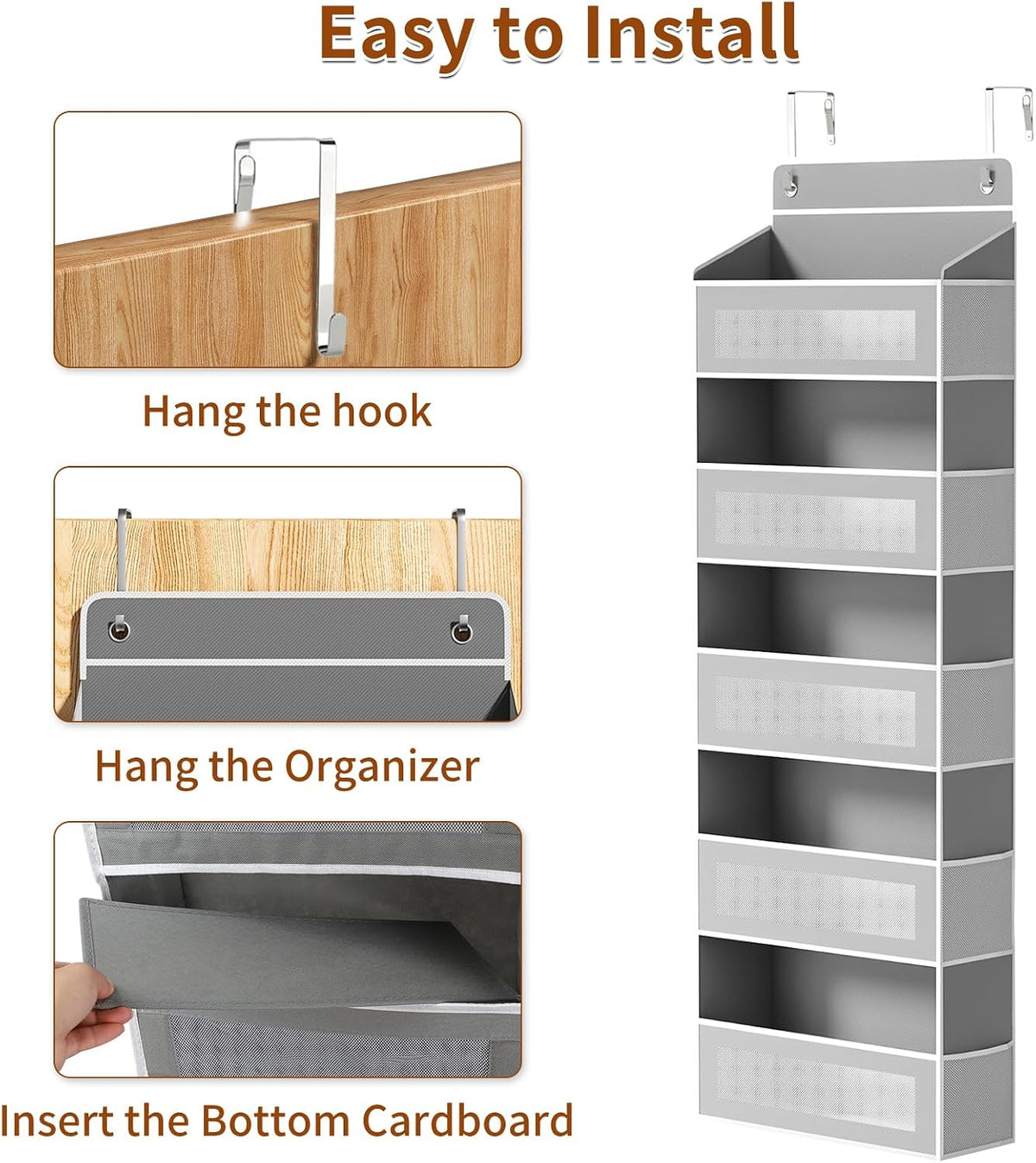 AQOOA 5 Shelf Over The Door Organizer 44 lbs Capacity fit Standard Doors