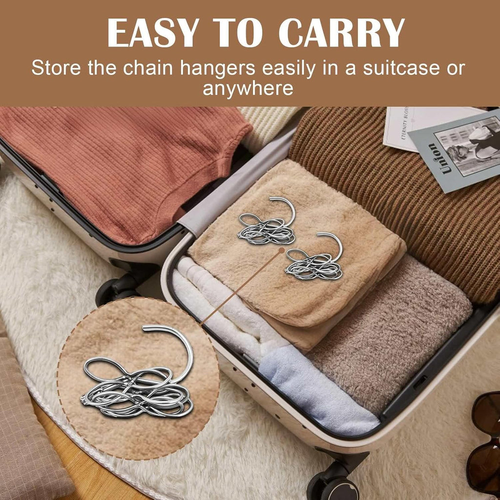 80 Holes Clothing Chain Hangers: 10 Pack Metal Space Saving Hangers