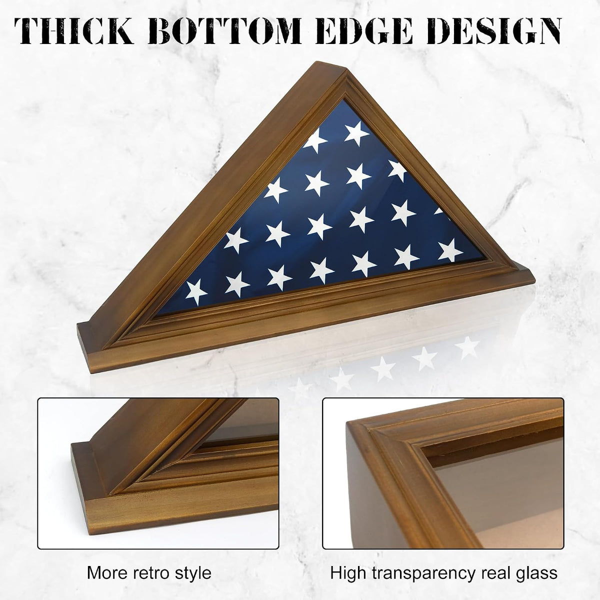 Folded Flag Display Case for 5'x9' Military Burial Flag, Walnut Solid Wood