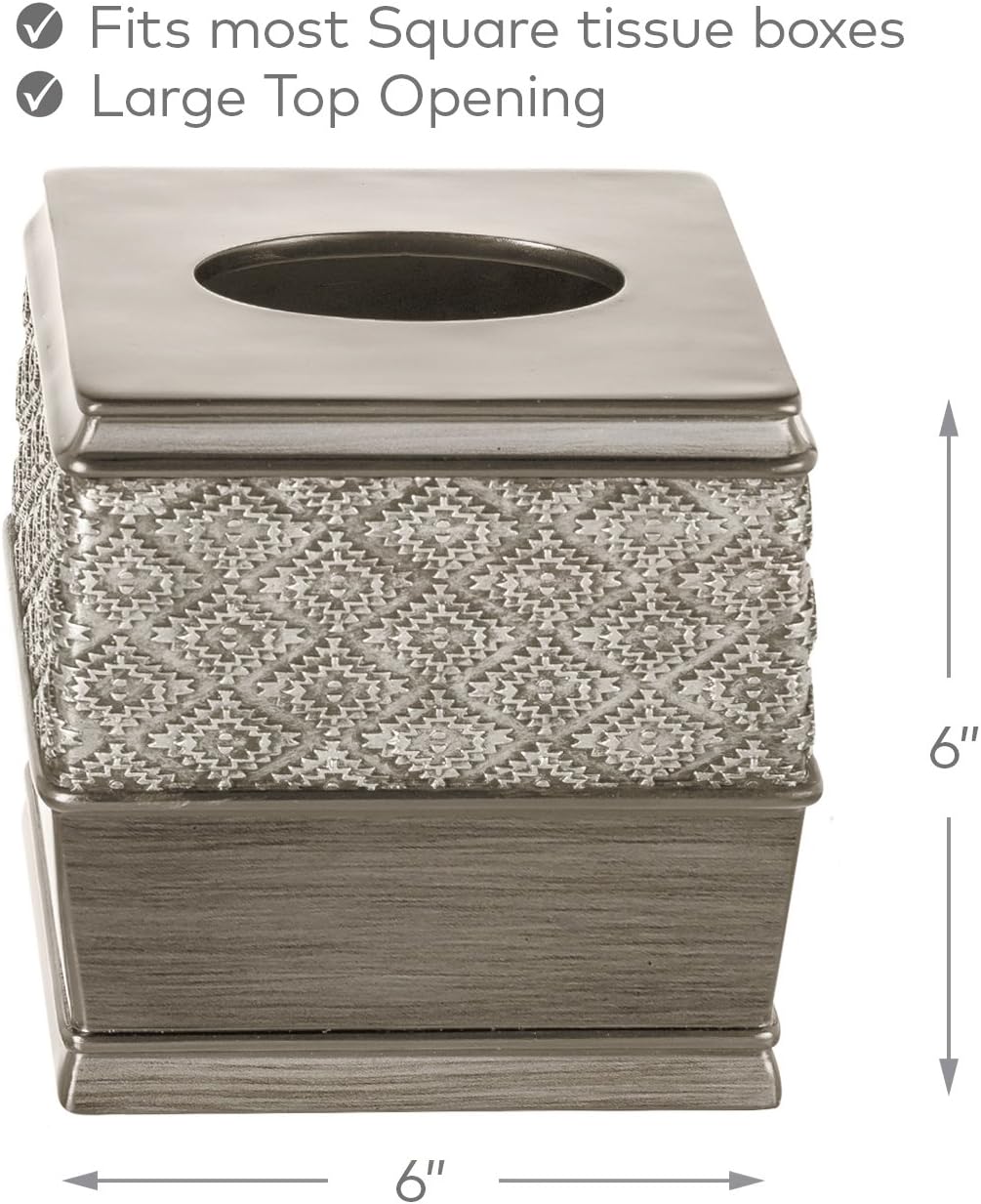 Dublin Silver Square Resin Tissue Box Cover