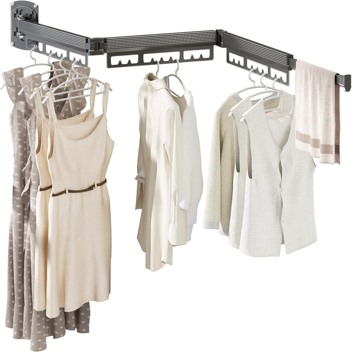 The Gospel of Tiny Homes!Clothes Drying Racks Wall Mounted,Foldable,Space-Saving Laundry Solution for Apartments and Bathrooms,Durable Metal Design (Gray)