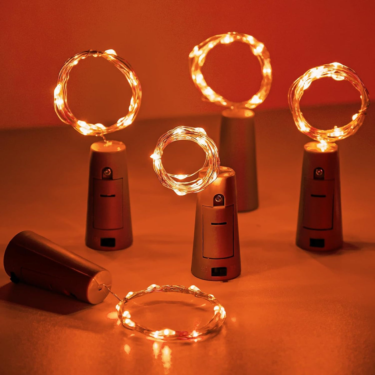 Aluan Orange Halloween Lights Wine Bottle Lights with Cork Fall Table Decor
