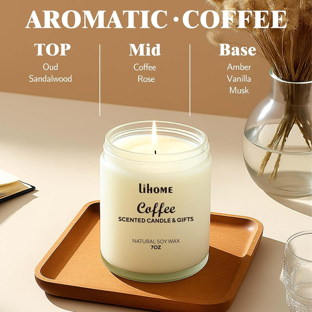 Lihome Candles Gifts for Women - Scented Candles, Natural Soy Wax Candles for Home Scented Perfect for Christmas, Birthday, Mother's Day, Coffee Candle