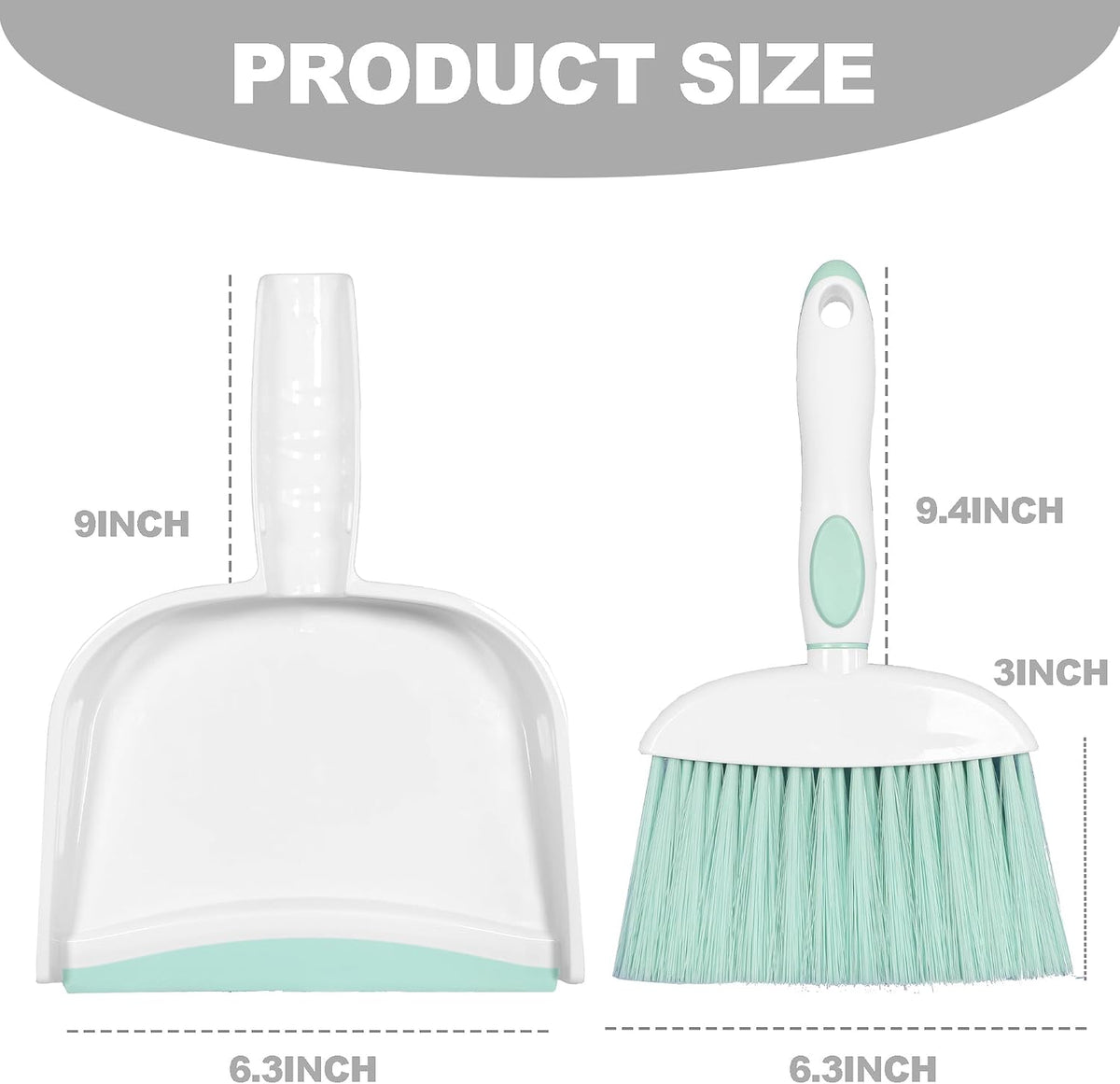 Mini Broom and Dustpan Set Small Broom with Dustpan Combo Set Portable Cleaning Tools for Home Office RV Learning Camping (White+Green)