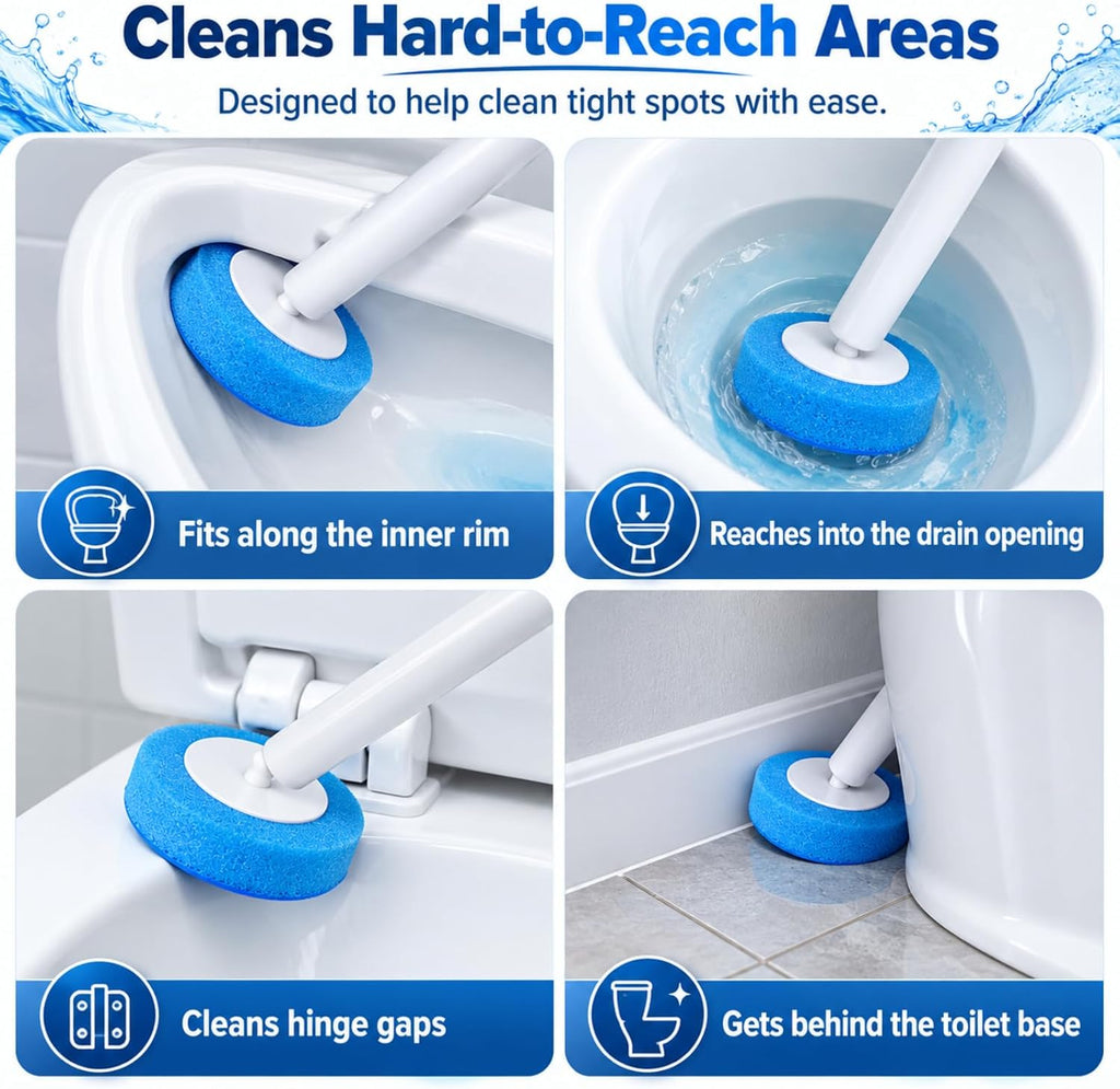 40 Count KZKR Disposable Toilet Brush Refill Heads | Pre-Loaded with Cleaner | Toilet Wand Replacement | Toilet and Bathroom Cleaning Supplies