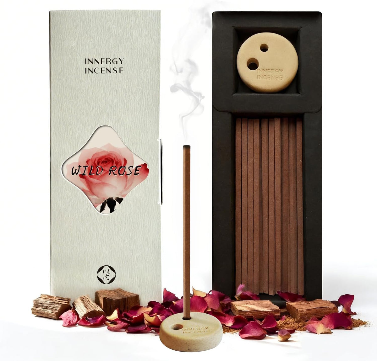 Innergy Rose Square Incense Sticks, No Bamboo Core, 50 Count