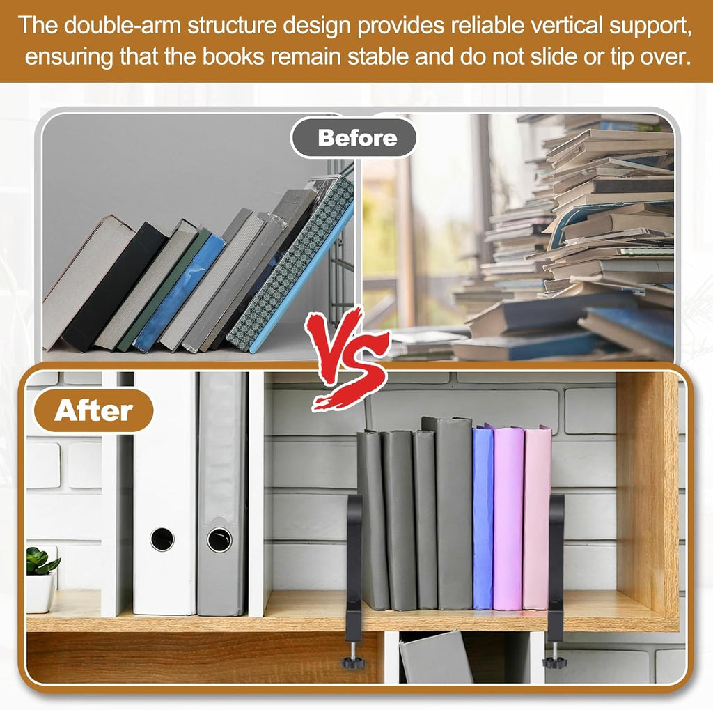 PATIKIL Adjustable Book Ends for Shelves Black 4 Pcs