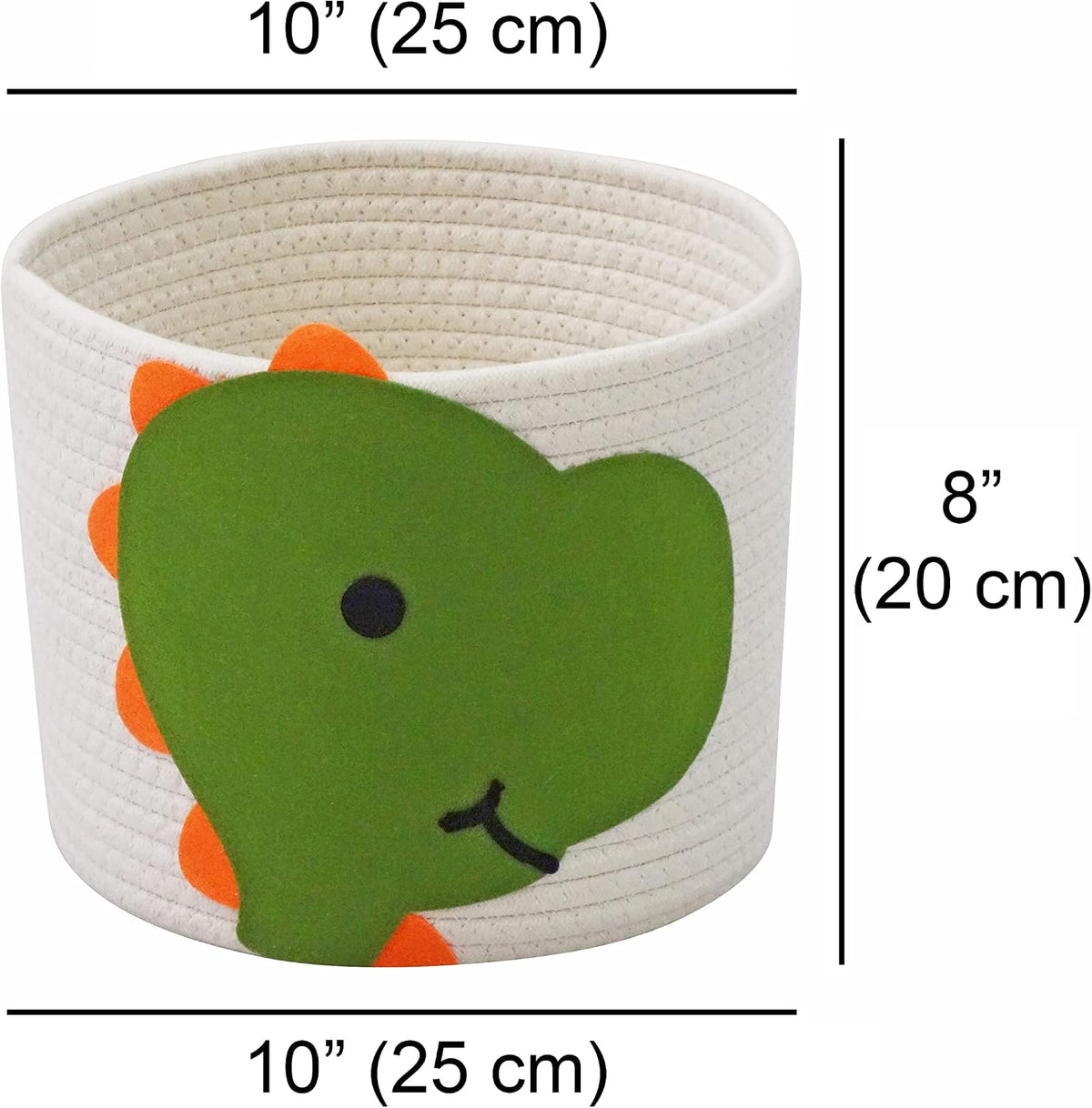 T&T Homewares Small Cotton Rope Baskets with Dianosaur Theme Design for Baby Diaper Organizer, Nursery Storage, Nursery Room Decor, Kids Room Organizer, Cat Dog Toy Storage (Small Dinosaur)