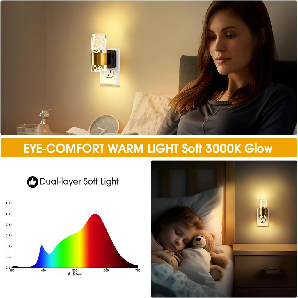 LED Night Light, Dimmable Night Lights Plug into Wall 2 Pack