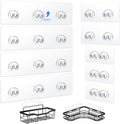 Shower Caddy Adhesive Replacement Hooks, Strong Waterproof Strips, No Drilling for Bathroom Shelves, Kitchen Racks, and Soap Holders (Transparent-9 Pack)
