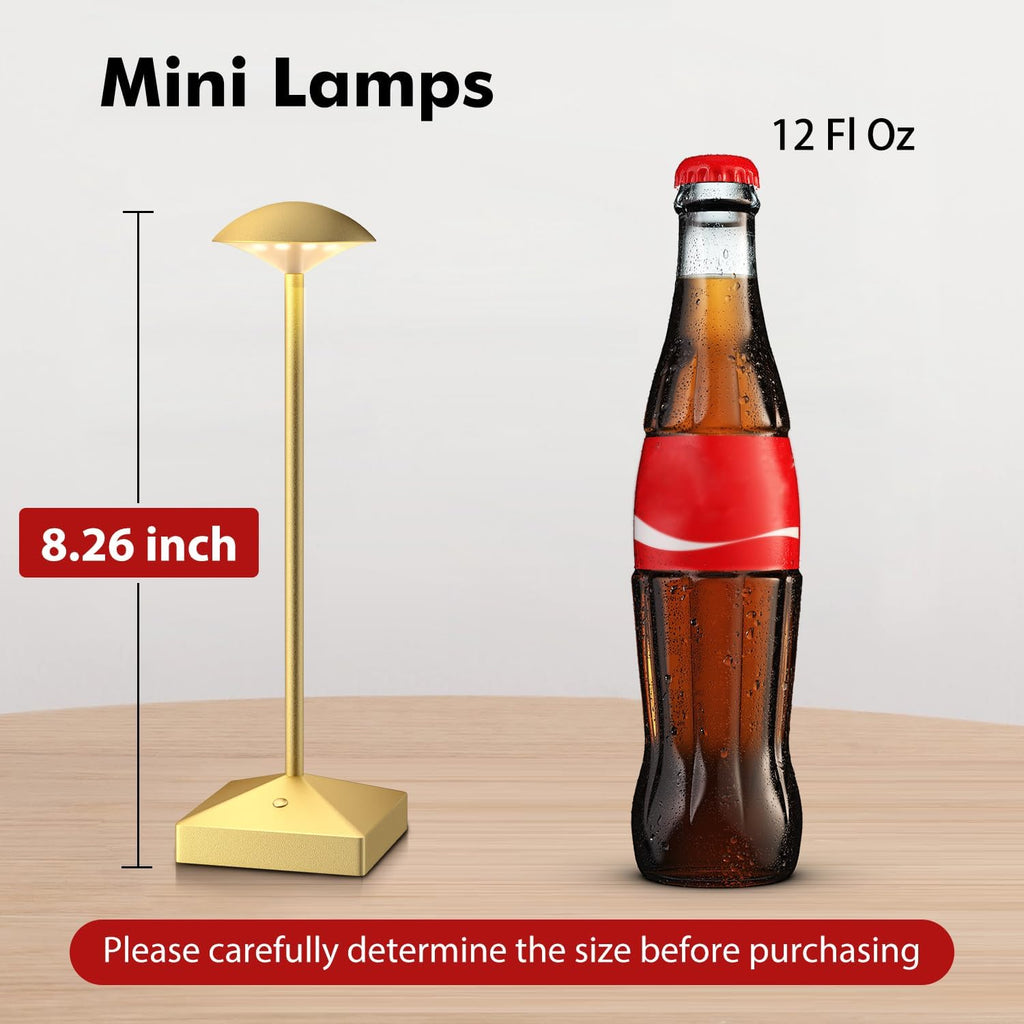 3 Pack Small Gold Rechargeable Cordless Table Lamps Dimmable