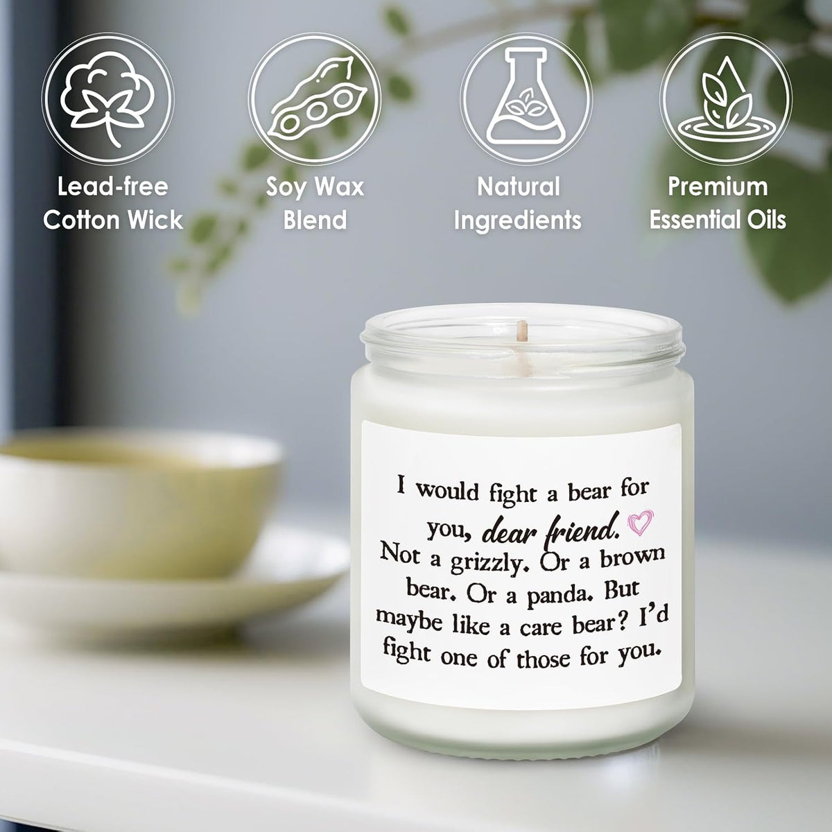 Friend Gifts for Women, Friend Birthday, Friendship Gifts for Women Soul Sister Bestie, Handmade Lavender Natural Soy Wax Candle (7oz)