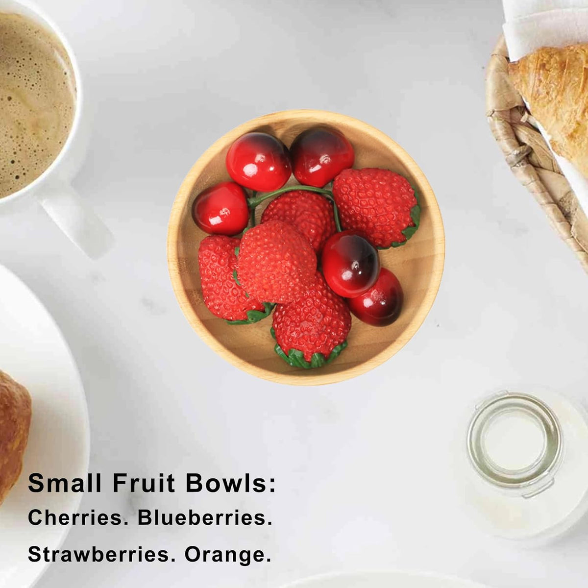 Small Pedestal Fruit Bowls for Kitchen Counter, 6 oz Mini Bamboo Wooden Serving Bowls for Desserts/Snacks/Nuts/Candy, Farmhouse Footed Bowls for Table Decor, 2 pcs