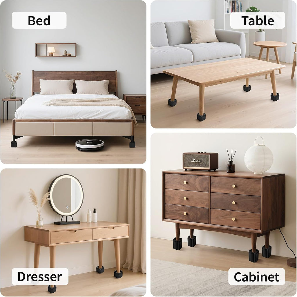 8 Pack Furniture Risers Adjustable Bed Risers Lift 2, 4, 5.9 Inch