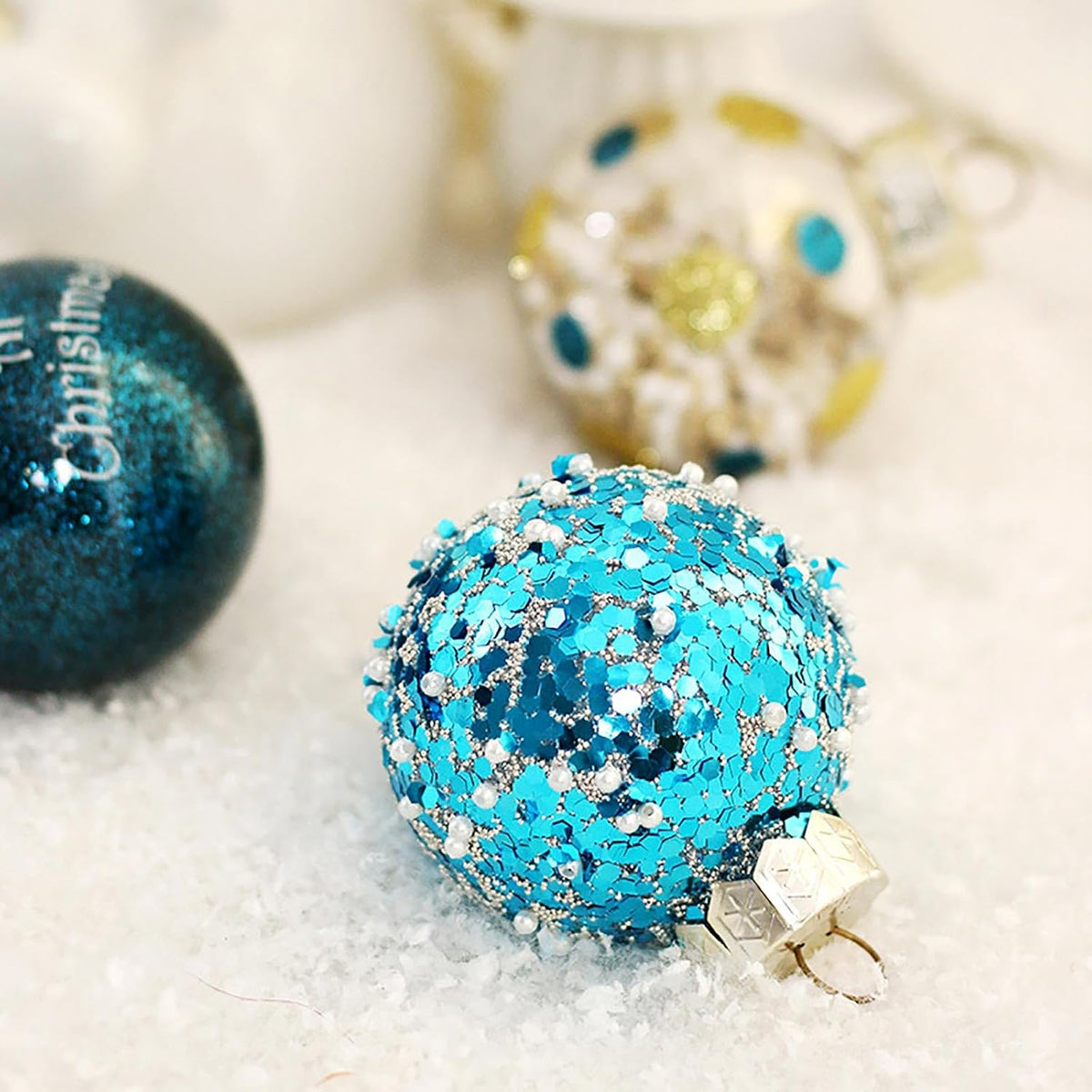 2.36"/60mm Christmas Ornaments Set, 25 PCS Shatterproof Christmas Tree Decor Set, Hanging Plastic Xmas Balls for Home, Holiday, Wedding, Xmas Hanging Decortions (Bule Gold)