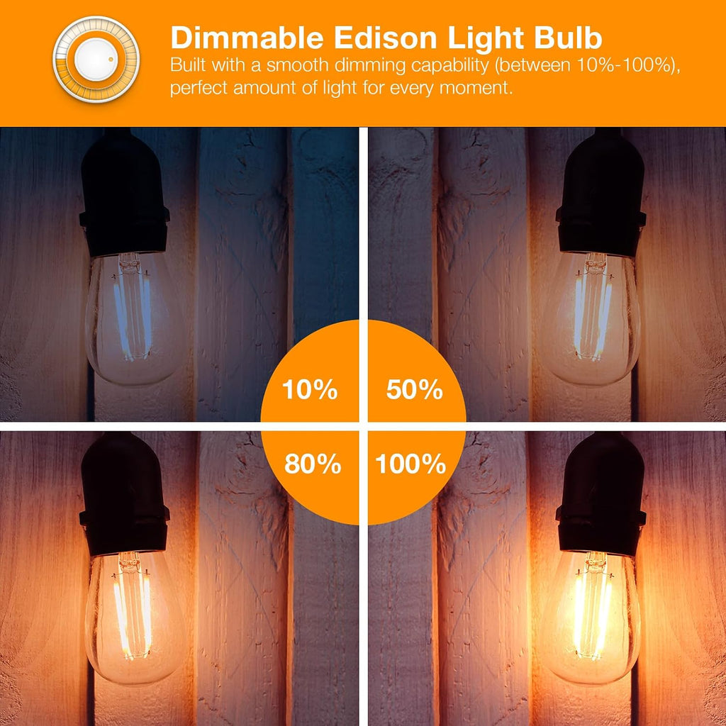 DAYBETTER 16 Pack Vintage LED Edison Bulbs, E26 Led Bulb 60W Equivalent, Dimmable Led Light Bulbs, High Brightness 800 LM Amber Warm 2200K, ST58 Antique Filament Bulbs, Clear Glass Style for Home