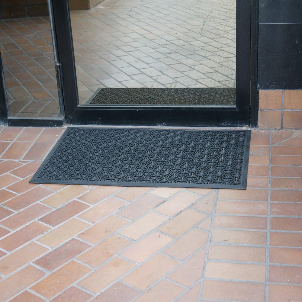 Rubber-Cal Dura-Scraper Drainage Commercial Door Mat - 3/8 in x 2 ft x 3 ft - Black Rubber Doormats
