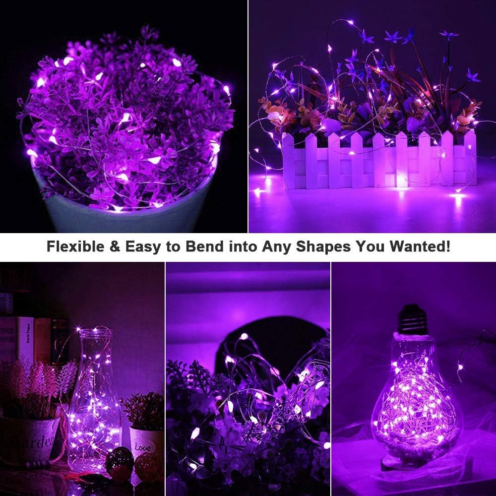 Brizled Halloween Lights Purple, 20 LED Indoor Battery Fairy Lights,12 Pack