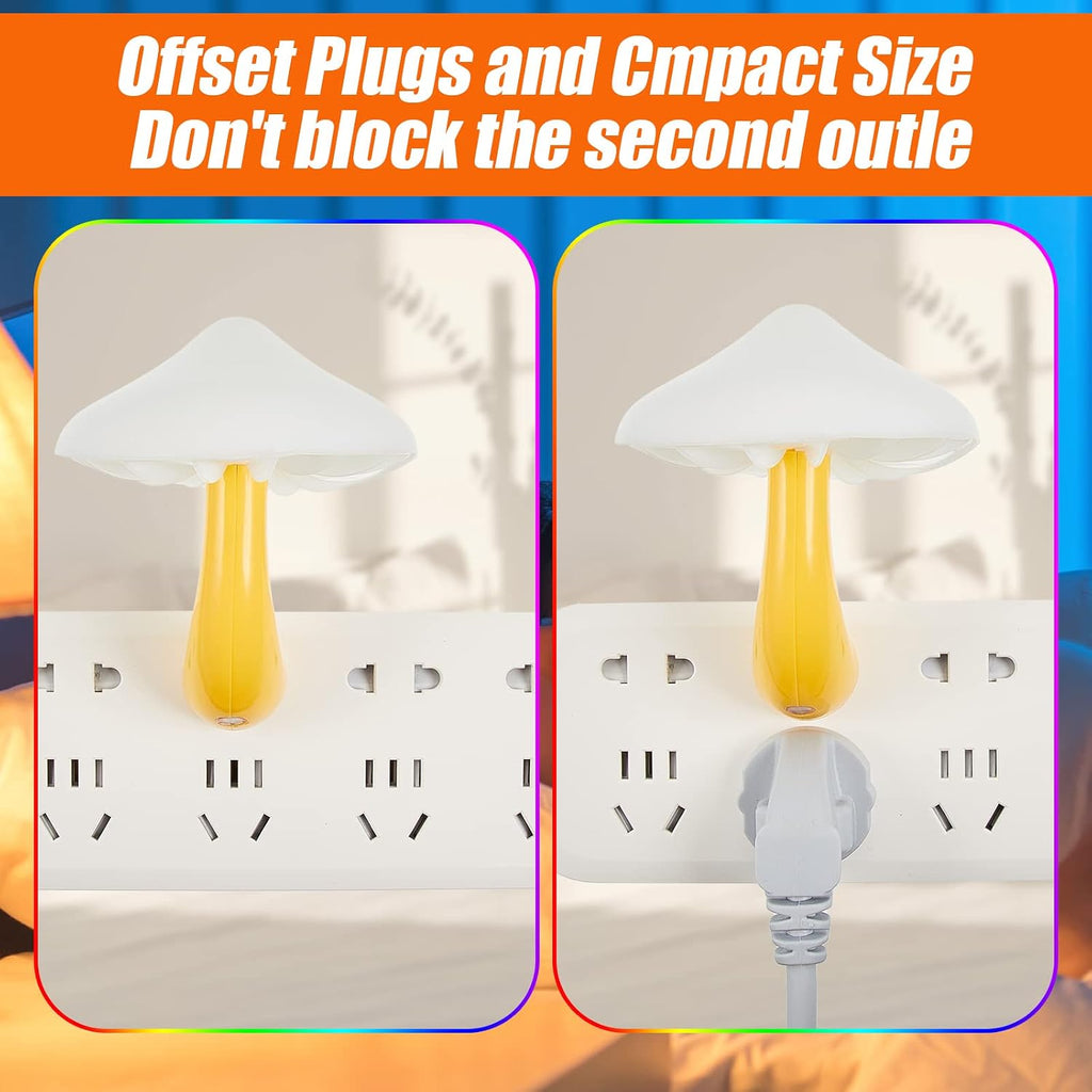 Riakrum 8 Pcs Mushroom Night Lights Plug into Wall, 7 Color LED Sensor