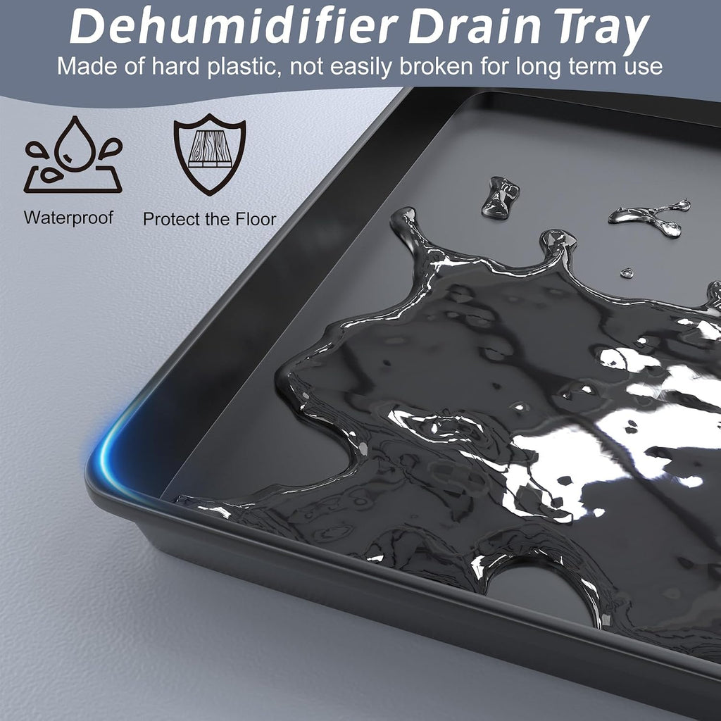 Flamorrow Dehumidifier Mat, Hard Plastic Drip Pan for Home and Basement Dehumidifiers, Dehumidifier Tray with Raised Edge for Leaks, Prevents Water from Pooling Underneath, Black, 13"x9"