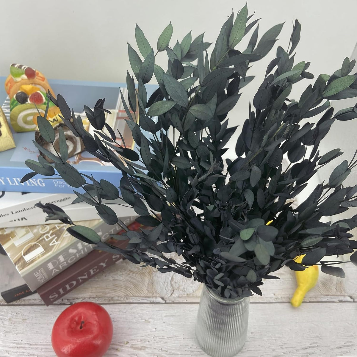 Preserved Dried Eucalyptus Greenery Stems, 20+ Pcs 16 inches Natural Long Lasting Eucalyptus Bundles for Vase Arrangements Home Decoration Photo Props Parties and Weddings, DIY Décor-Blue