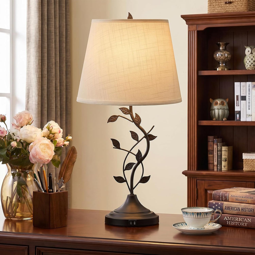 Kakanuo Table Lamp for Living Room, Bedside Lamp for Bedroom, Rustic Lamp