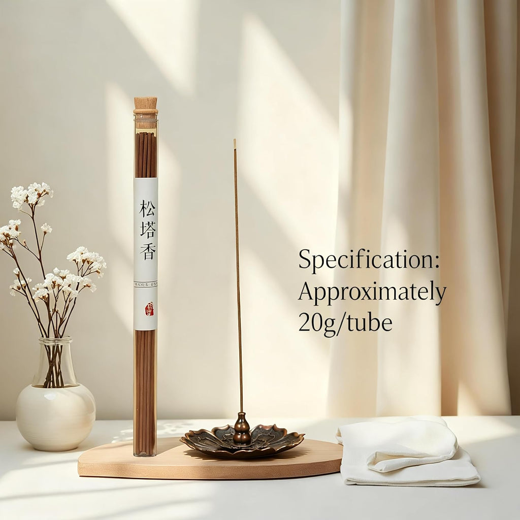 Natural Pine Cone Incense Sticks - 20g/Tube Handmade Aromatherapy Incense (20.5cm Length), Mild Scent for Relaxation, Yoga & Home Decor