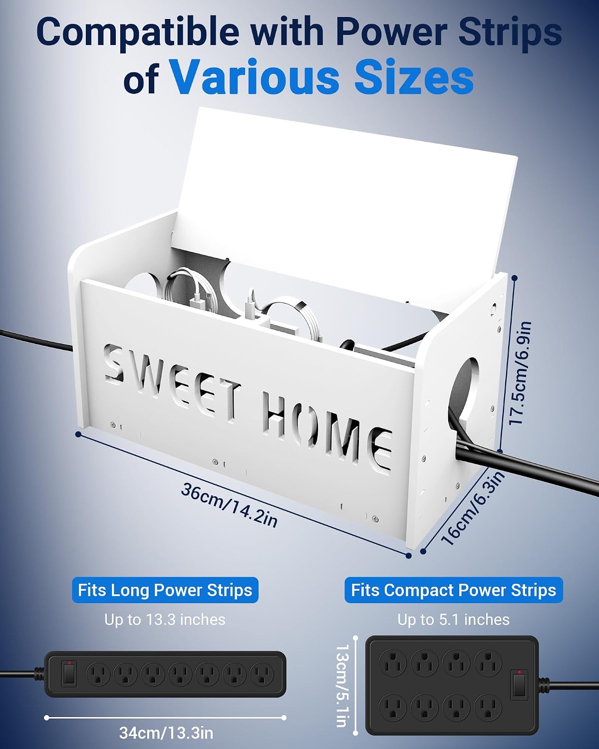 Large Cable Management Box, Imitation Wood Plastic Cord Organizer Boxs