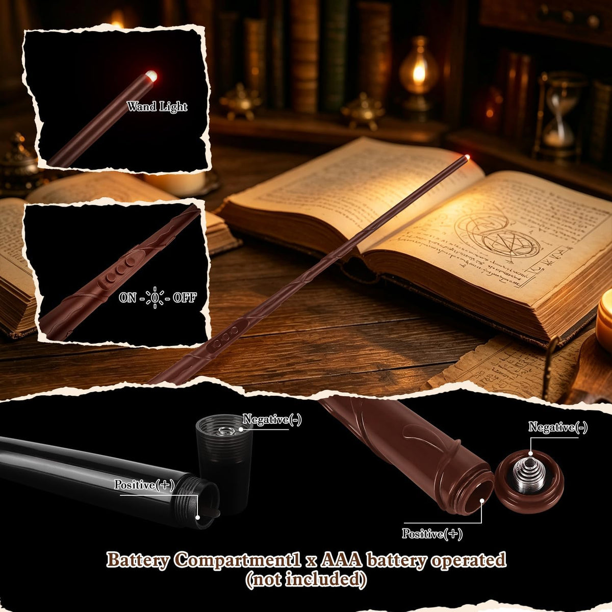 24 Floating Flameless Candles with Wands, Halloween Hanging Decor