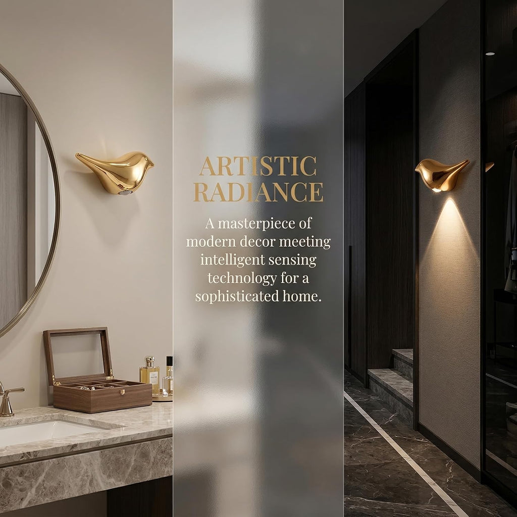 GDQ 2‑Pack Gold Bird‑Shaped Motion Sensor LED Rechargeable Wall Night Light
