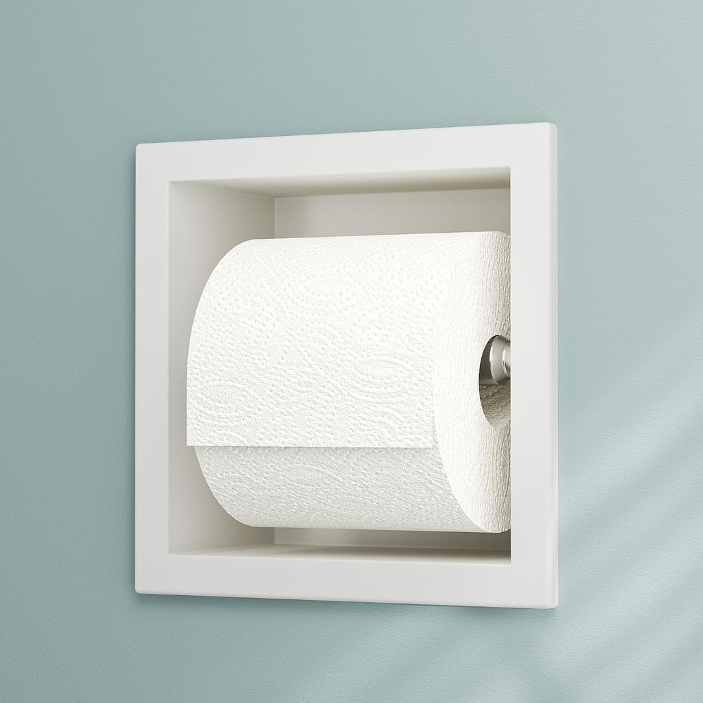 Neodrain White 304 Stainless Steel Recessed in Wall Toilet Paper Holder
