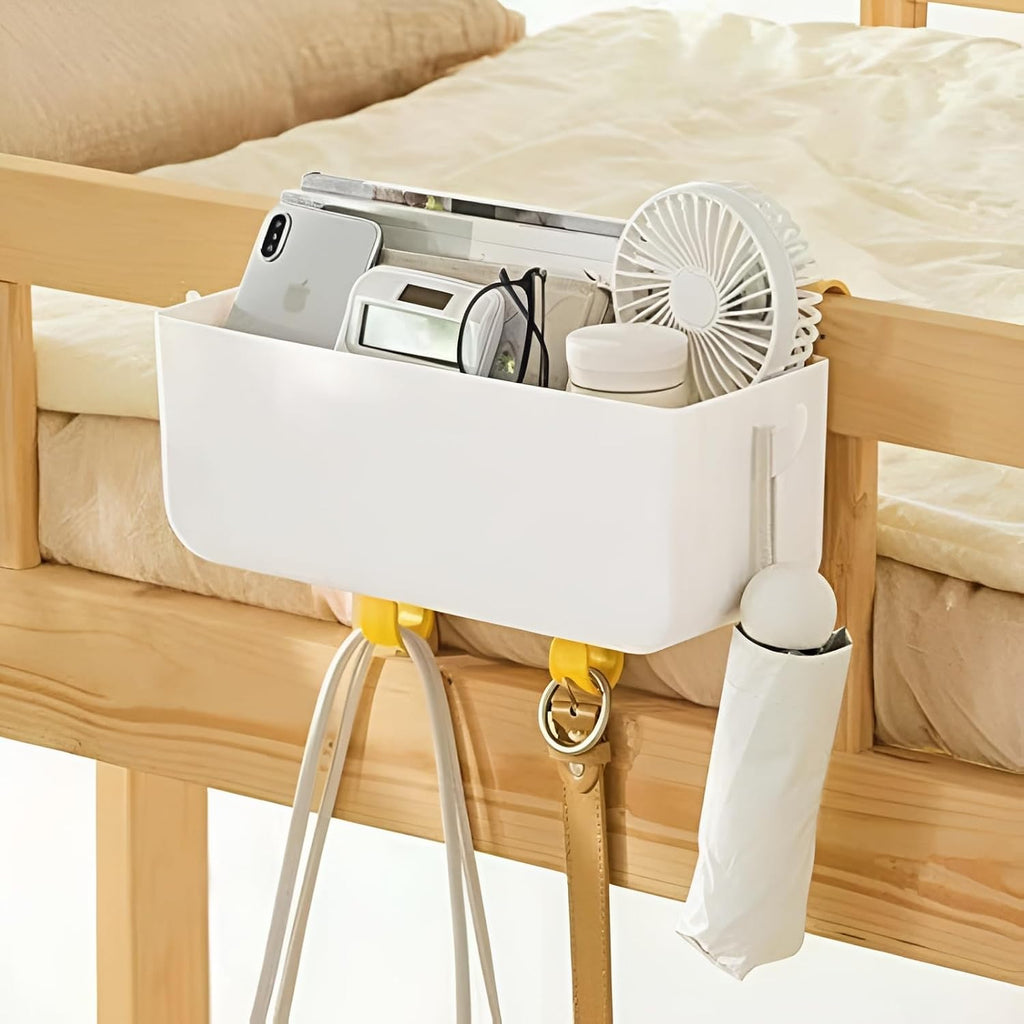 Bunk Bed Shelf for Top Bunk or Bedside Organizer, White, Up to 11 lbs