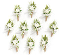 Ling's Moment Boutonniere for Men, White Lily Valley, 10pcs