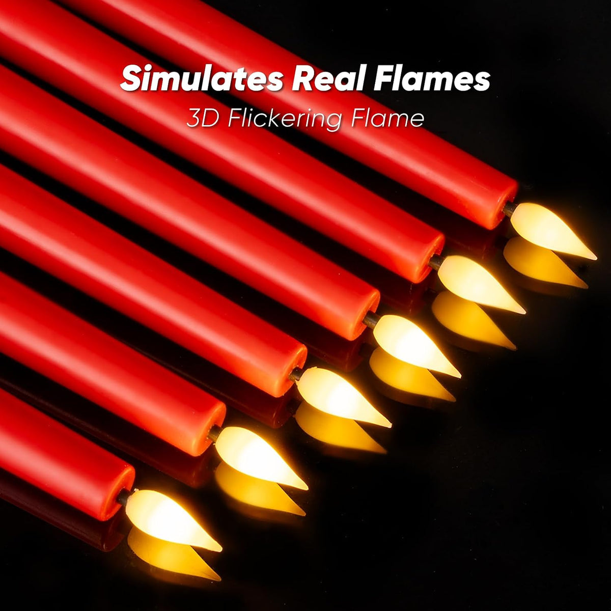 Homemory 12 Pcs Waxy Red Flameless Taper Candles with Remote, Led Flameless Candlesticks Classic Tall Candle, Flickering Battery Operated Taper Candles for Bedroom, Dining Room, 9.6 inches