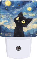 Night Lights Plug into Wall, Starry Night Black Cat Night Light with Dusk to Dawn Smart Sensor for Bedroom Bathroom Hallway Kitchen, Led Nightlights for Boys Girls Women Men