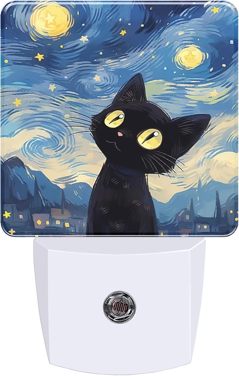 Night Lights Plug into Wall, Starry Night Black Cat Night Light with Dusk to Dawn Smart Sensor for Bedroom Bathroom Hallway Kitchen, Led Nightlights for Boys Girls Women Men