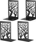 JIANTA Tree Design Metal Bookends, 2 Pairs Decorative Book Ends