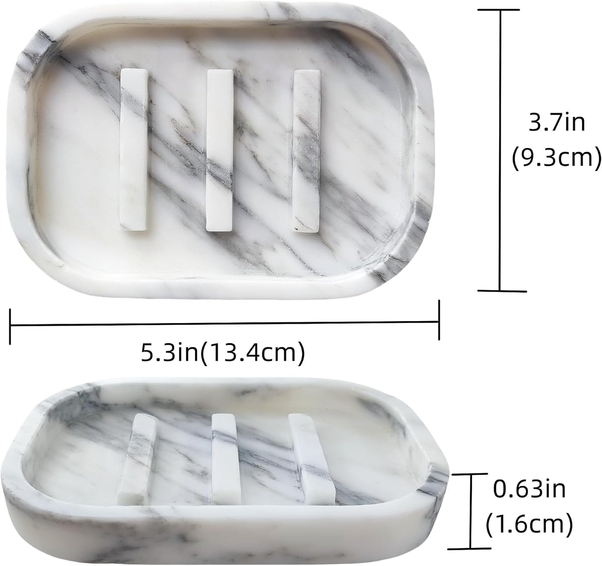 Natural Marble Soap Dish for Bathroom Shower Sink，Stone Soap Holder with Drying