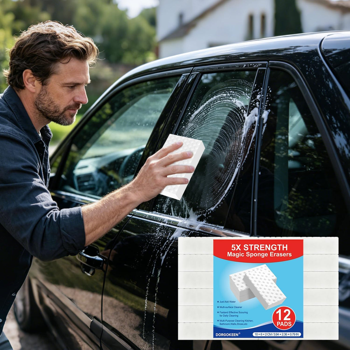 12 Pack Magic Cleaning Sponge Erasers, 5X Density Shower and Tub Scrubber