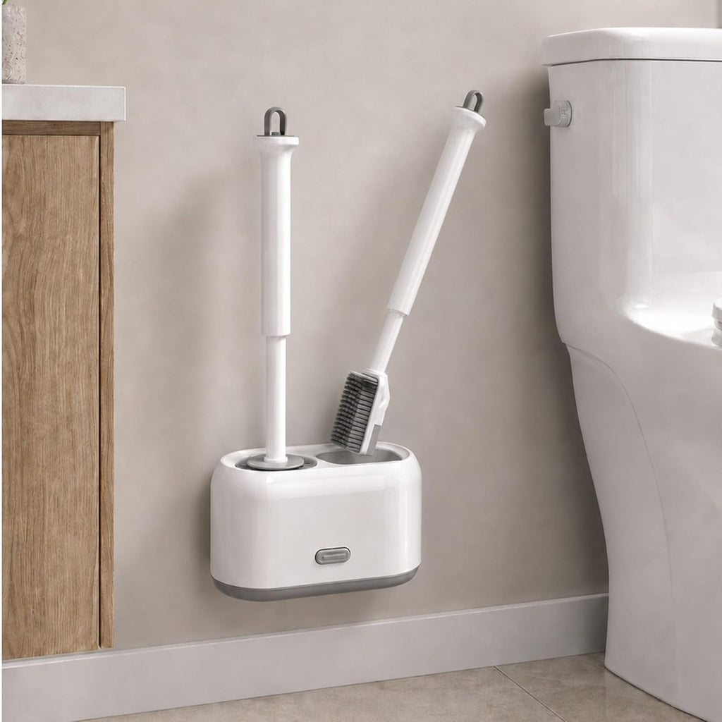 ROOM127 Wall-Mounted 2-in-1 Toilet Brush Set with Holder and Crevice Brush